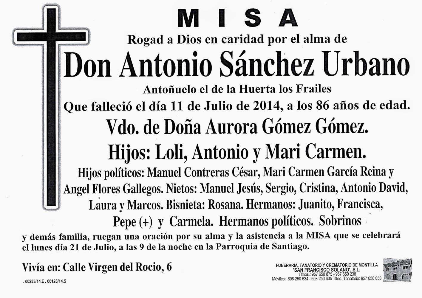 PULSE SOBRE LA ESQUELA PARA AMPLIAR